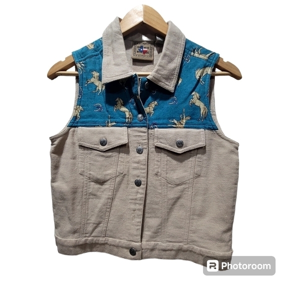 🚨$30 Small Twill 100% Cotton Print 100% Payon Teal Tan Vest & Maxi Skirt - Picture 2 of 9